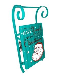 Farmhouse Teal Green Christmas Wood Sleigh Wall or Table Home Decor